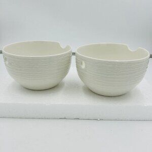 Nicole Miller Ceramic Ivory Noodle Soup Ramen Bowl Set of 2 (6.25x3.75)